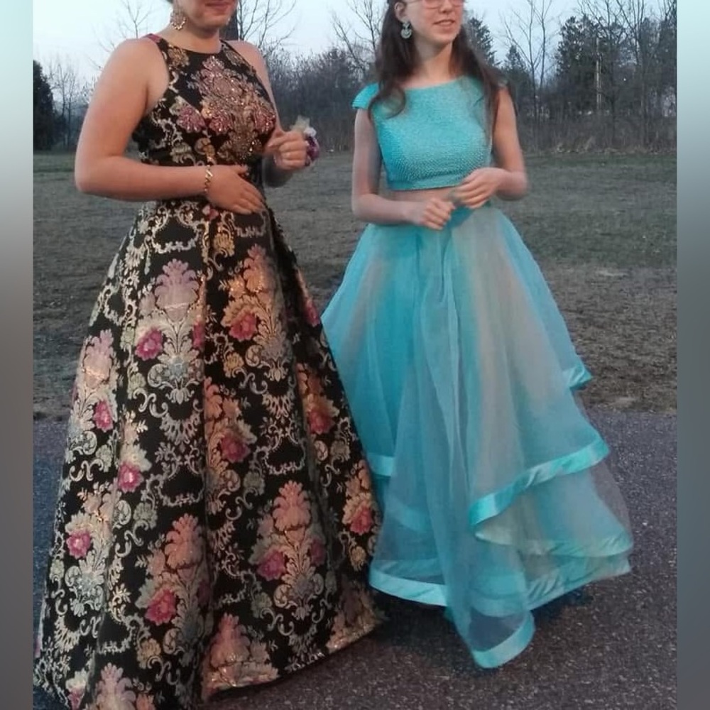 Jovani Ornate Beaded Black and Gold Halter Prom Dress - Picture 14 of 16